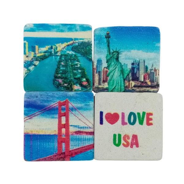 Amerika Birleşik Devletleri Temalı Dörtlü Taş Magnet - Image 1
