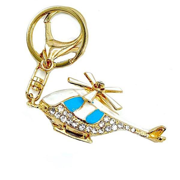 Mavi Taşlı Kırmızı Helikopter Anahtarlık - Image 1