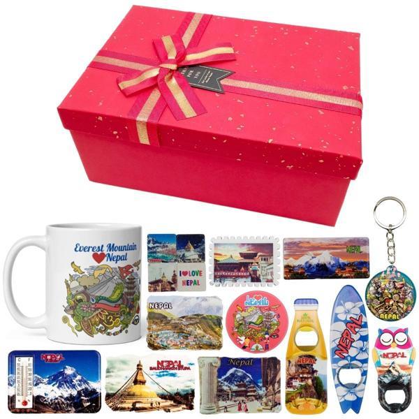 Nepal Hediye Kutusu 10 Parça Kupa Magnet Anahtarlık Kutu - Image 1