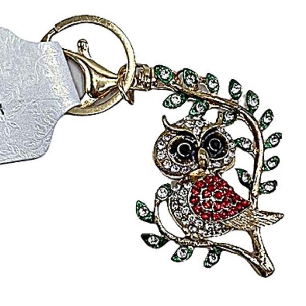 Kırmızı Kristal Taşlı Baykuş Anahtarlık - Image 1