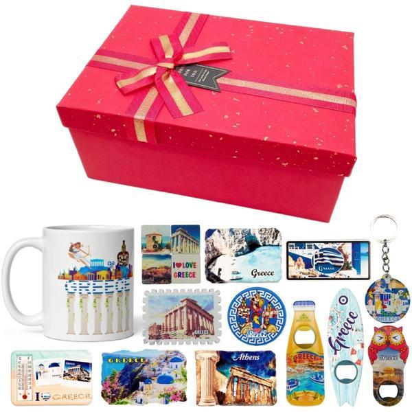 Yunanistan Hediye Kutusu 10 Parça Kupa Magnet Anahtarlık Kutu - Image 1