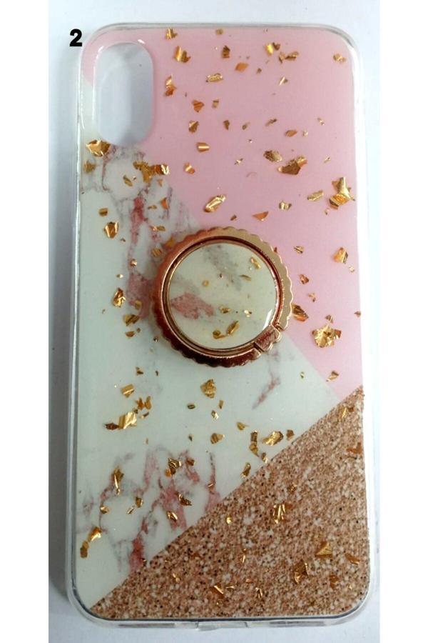 Erkan Apple İphone X/Xs Uyumlu Yüzüklü Simli Lüks Kılıf - Image 1