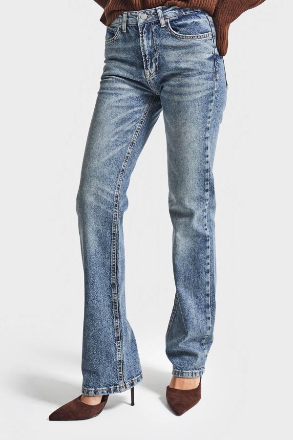 Kadın Kot Rengi 4w5-32 Düşük Bel Straight Fit %100 Koton Denim Jean - Image 1