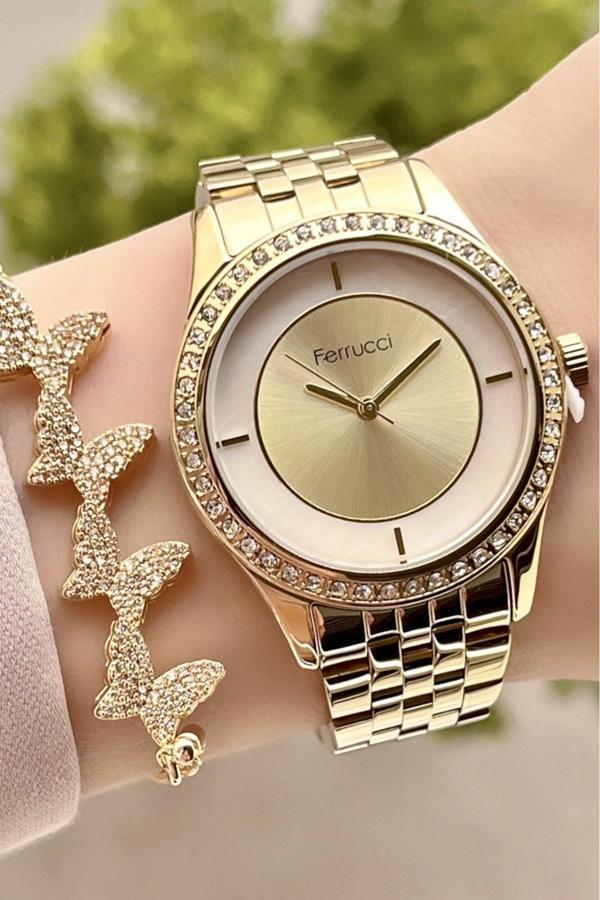 Ferrucci Gold Renk Kadın Kol Saati Ve Bileklik - Image 1