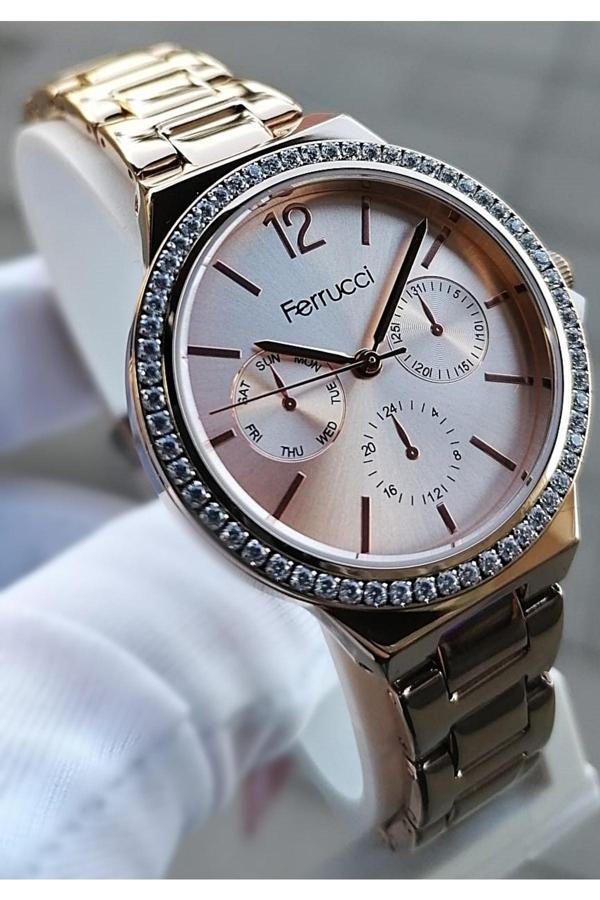 Ferrucci Rose Kadın Kol Saati 3 Atm Su Geçirmez Paslanmaz Çelik Makine Garantili - Image 1
