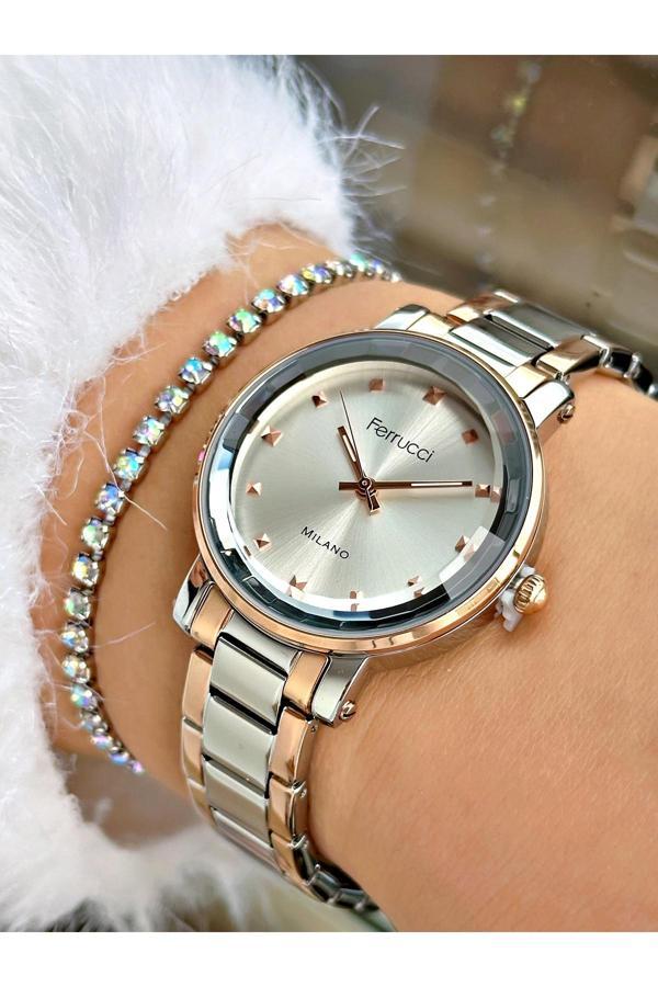 Ferrucci Gümüş Rose Metal Kadın Kol Saati - Image 1