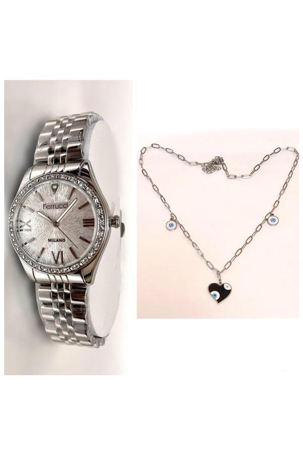 Ferrucci Çelik Kasa Jübile Kordon-Kadın Kol Saati+%100 Çelik Kolye Hediye - Image 1