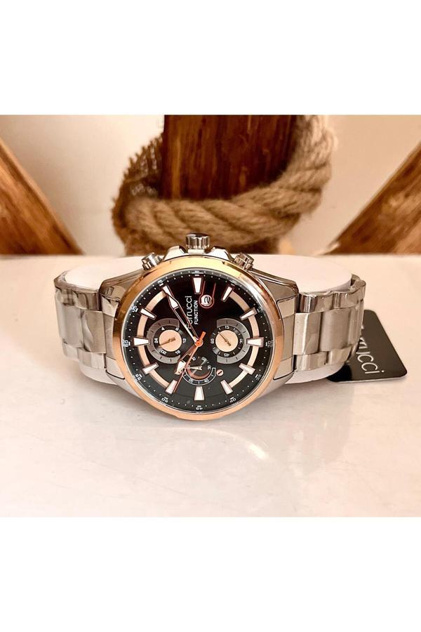 Ferrucci Fonksiyon&Takvimli Çelik Erkek Kol Saati+Bileklik Hediye - Image 1