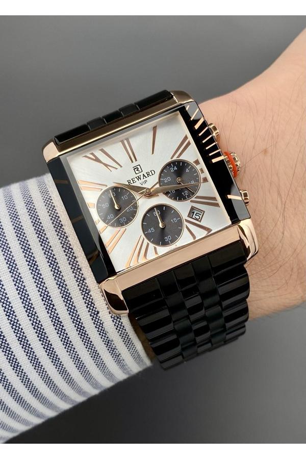 Reward Orijinal Fonksiyonları Aktif Su Geçirmez Çelik Kasa Ve Kordon Kare Erkek Kol Saati - Image 1