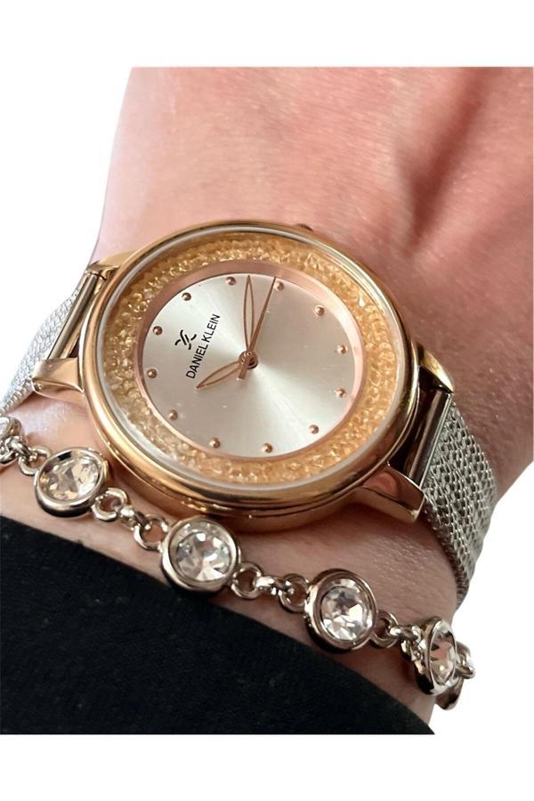 Daniel Klein Çelik Simli Kadran Kadın Kol Saati+Bileklik Hediye - Image 1