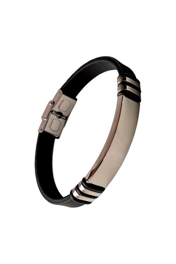 Bay Hediye Kauçuk Çelik Mixli Trend Model Erkek Bileklik 22 Cm - Image 1