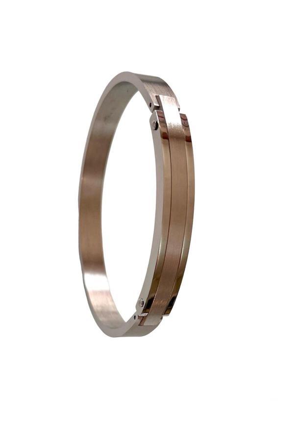 Bay Hediye Tamamı Çelik Modern Tasarım Sade Şık Çelik Unisex Bileklik 23 Cm - Image 1