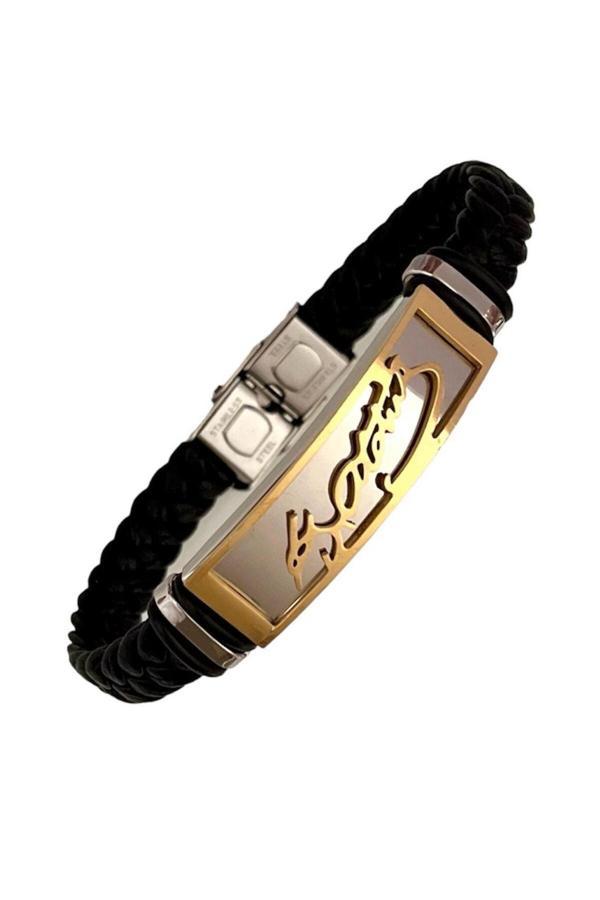 Bay Hediye 1. Sınıf Kararmaz Paslanmaz Atatürk Imzalı Çelik Ve Deri Kombin Bileklik - Image 1