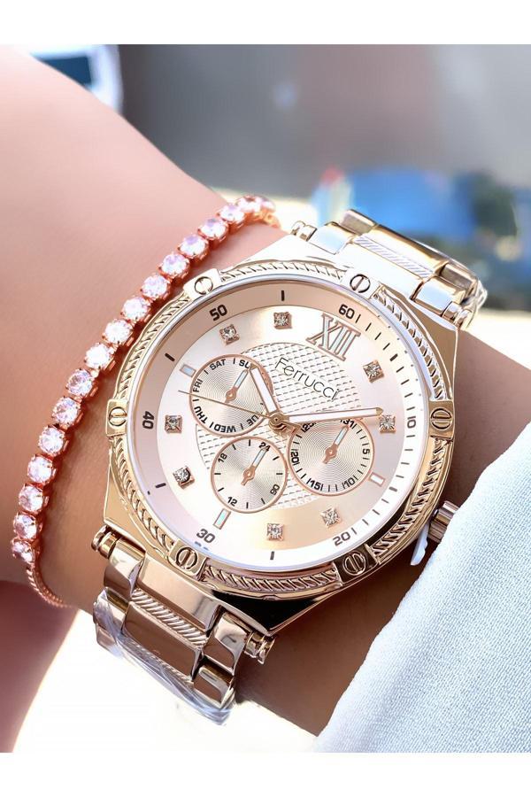 Ferrucci Orijinal Yeni Sezon Çelik Zarif Şık Saat Bileklik Hediyeli - Image 1