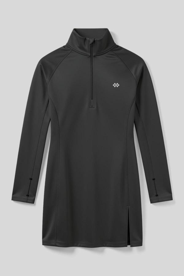 Antrasit Yarım Fermuarlı Dik Yaka Standart Kalıp Kadın Sporcu Tunik - 97309 - Image 1