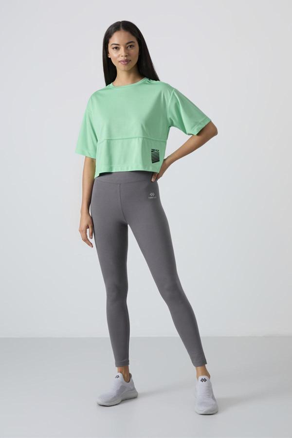 Koyu Gri Yüksek Bel Toparlayıcı Slim Fit Dar Paça Kadın Tayt - 94011 - Image 1