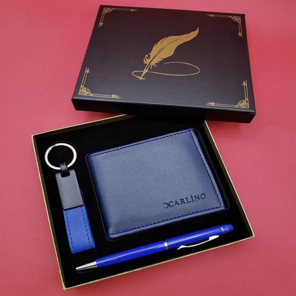 Mavi Cüzdan Anahtarlık ve Kalem - Image 1