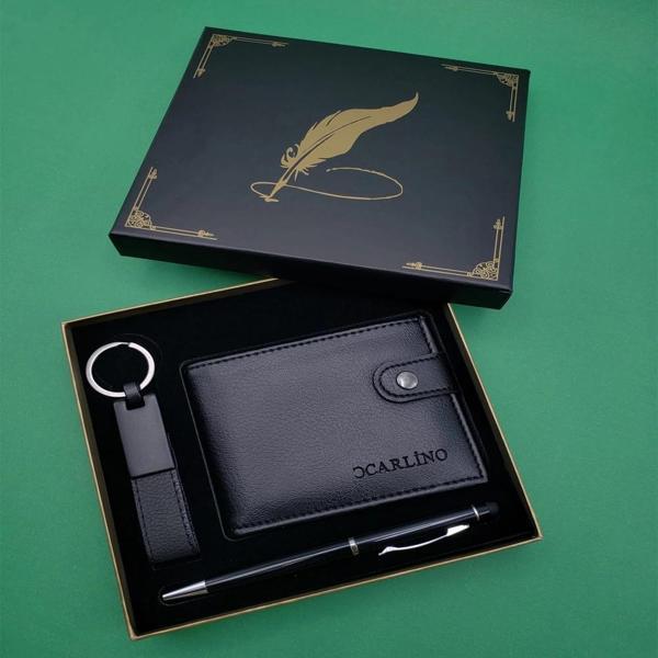 Tükenmez Kalem Cüzdan ve Anahtarlık Siyah - Image 1