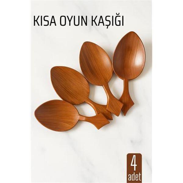 Kısa Oyun Kaşığı Halk Oyunu Kaşığı - Kına Kaşığı Kısa Saplı Zeybek Oyun Kaşığı 4 ADET - Image 1