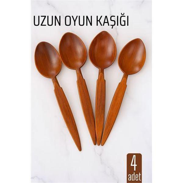 Uzun Oyun Kaşığı Halk Oyunu Kaşığı - Kına Kaşığı Uzun Saplı Zeybek Oyun Kaşığı 4 ADET - Image 1