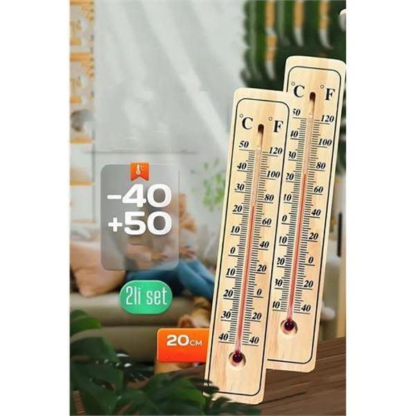 Modacar Termometre  - Ahşap Duvar Termometresi 2 li SET - Image 1