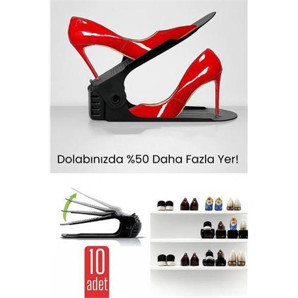 10 lu Ayakkabı Düzenleyici Set – Çift Katlı Tasarım | Dolap İçi Alan Tasarrufu | Ayarlanabilir Yükseklik - Image 1
