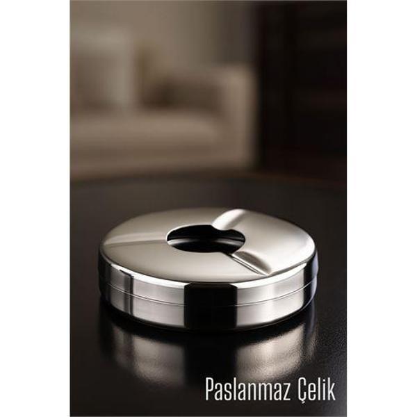 Kapaklı Paslanmaz Küllük - Kapaklı Metal Kül Tablası -  Masaüstü Küllük - Image 1