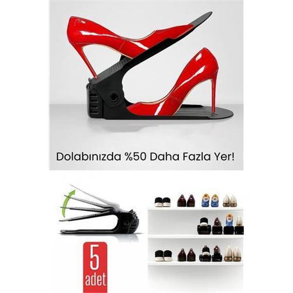 5’li Ayakkabı Düzenleyici Set – Çift Katlı Tasarım | Dolap İçi Alan Tasarrufu | Ayarlanabilir Yükseklik - Image 1