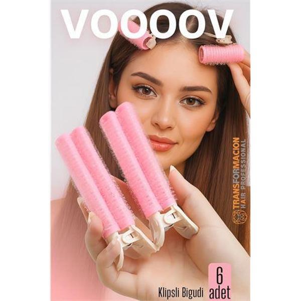 6 lı Klipsli Saç Bigudisi Isısız Doğal Bukle Bigudisi Dipten Hacim ve Perçem Şekillendirme İçin - Image 1