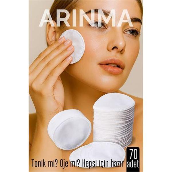 70 li Kozmetik Disk Pamuk Premium Makyaj Temizleme Pamuğu  Tonik ve Oje İçin Çift Taraflı Diskler - Image 1