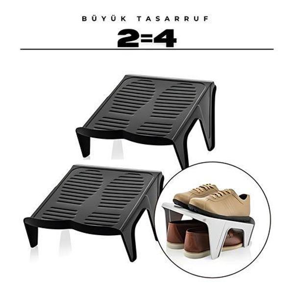 2 li Ayakkabı Düzenleyici Twin Set – Çift Katlı Tasarım | Dolap İçi Alan Tasarrufu | Kaymaz Yüzey - Image 1