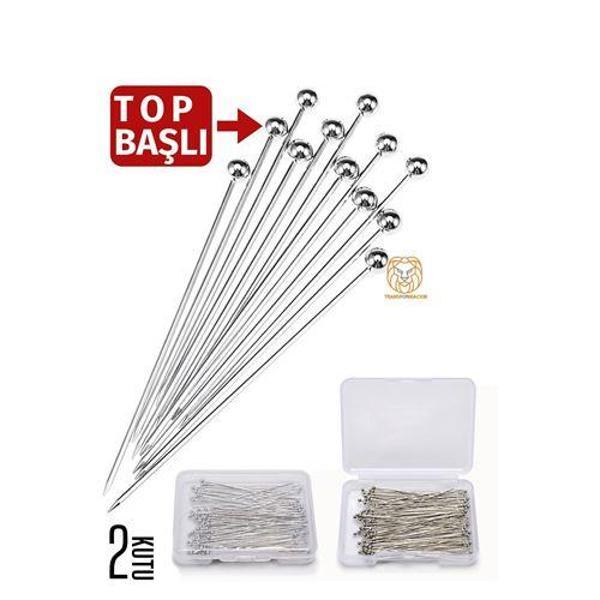 Findit Top Başlı İğne 2 Kutu 100 Adet Başörtü İğnesi Toplu İğne - Image 1