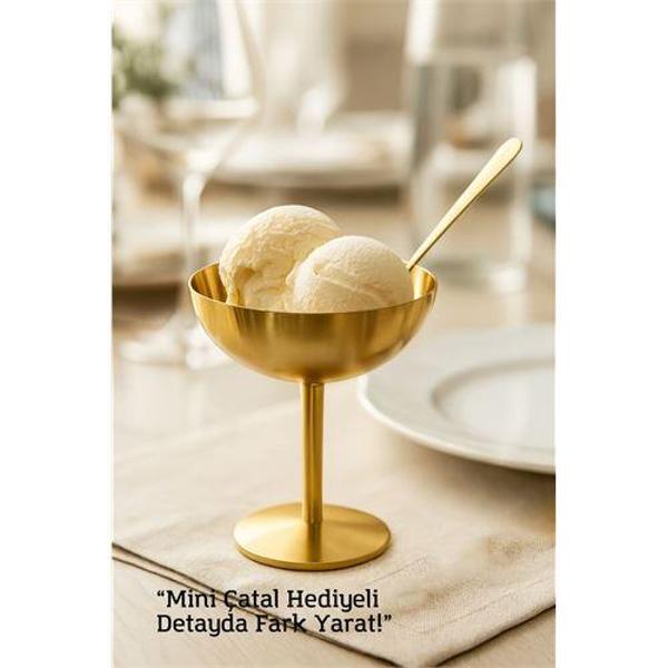 Gold Inox Çelik Ayaklı Dondurma ve Sunum Kasesi – Tatlı, Lokum ve Sunum Kabı - Image 1