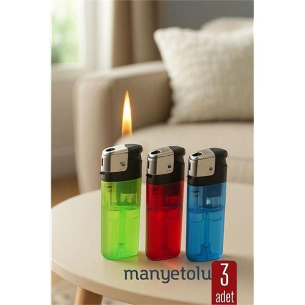 3’lü Manyetolu Çakmak Seti – Renkli Şeffaf Gövde | Güvenli ve Uzun Ömürlü Kullanım - Image 1