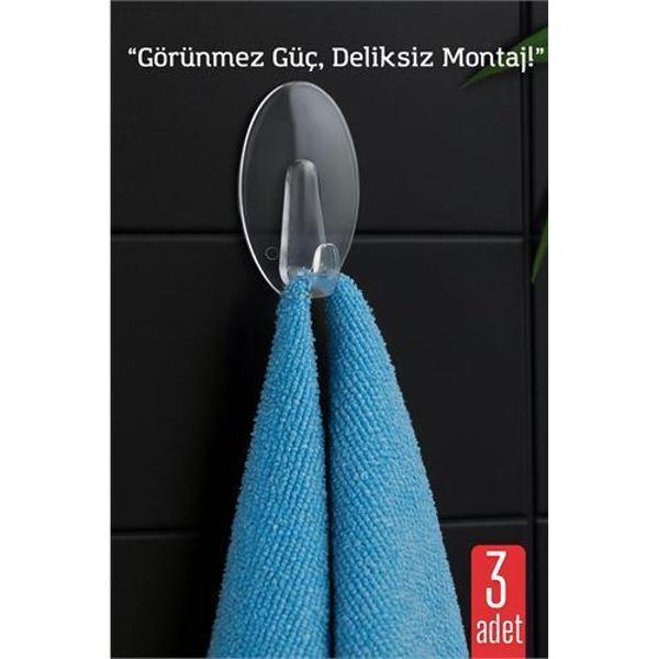 3 lü Şeffaf Kendinden Yapışkanlı Duvar Askısı – 5.5 x 3.2 cm | İz Bırakmaz, Güçlü Tutuş - Image 1