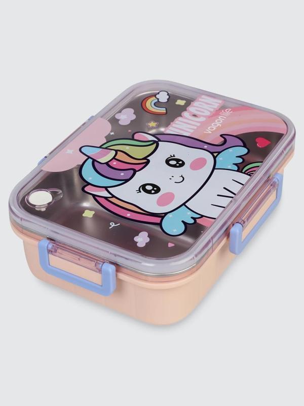 Vagonlife BL50555-1 750ml 3 Bölmeli Pembe Çelik Saklama Kabı - Image 1