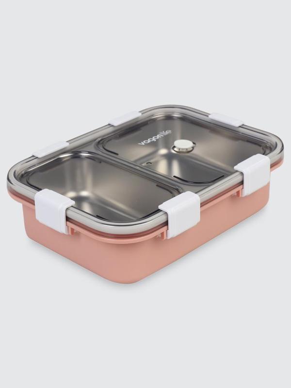 Vagonlife BL50442 800ml 2 Bölmeli Pembe Çelik Saklama Kabı - Image 1