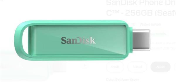 Sandisk SDIXS0N-256G-GN6NQ 256GB Phone Drive with USB-C-128GB (Seafoam Green) Flash Bellek - Image 1