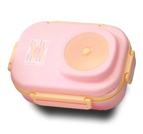 Vagonlife 8021 600ml 3 Bölmeli Pembe Çelik Saklama Kabı - Image 1