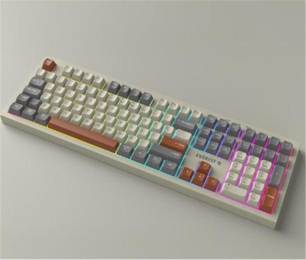 Everest KM-78 Rena Krem-Gri-Kahve Kablosuz 2.4 + BT RGB Aydınlatmalı Sessiz Q  Klavye + Mouse Se - Image 1