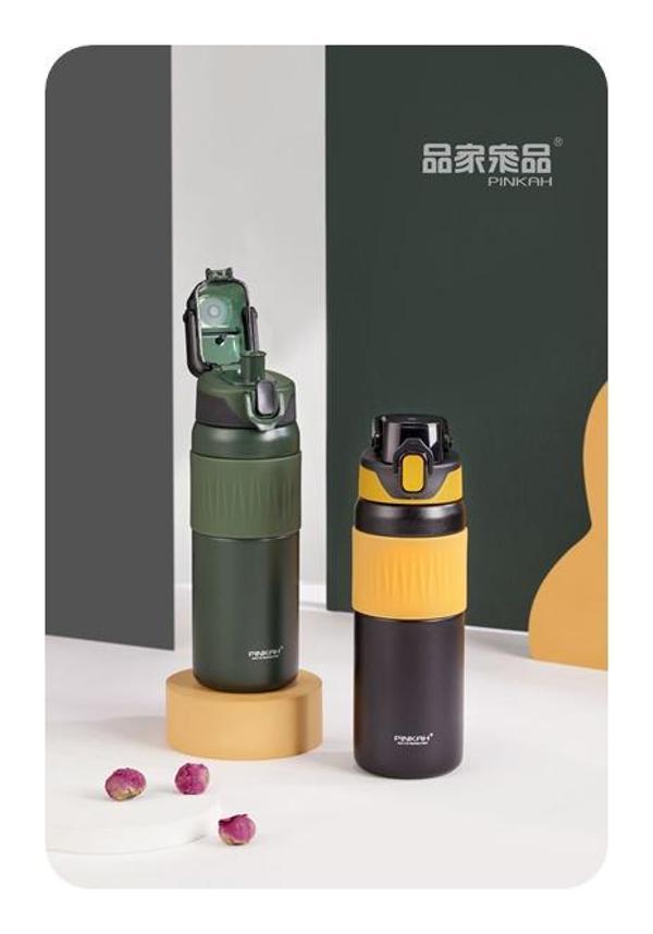 Pınkah PJ-3641 590ml Yeşil Çelik Matara - Image 1