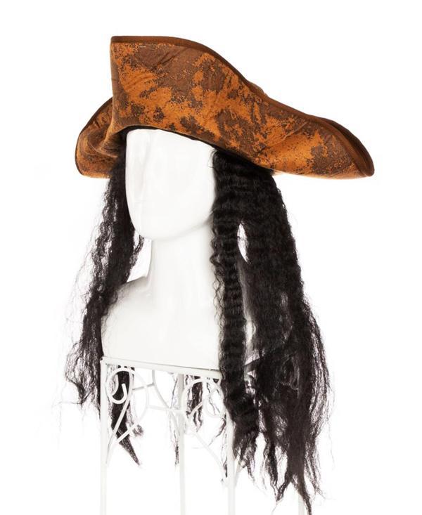 KENPAZAR Siyah Saçlı Kaptan Korsan Şapkası - Image 1