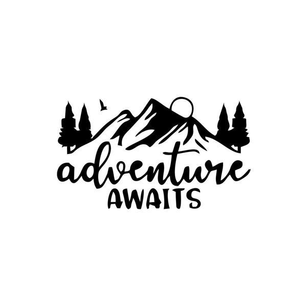 Adventure Awaits Sticker 17x17 Cm Siyah - Image 1
