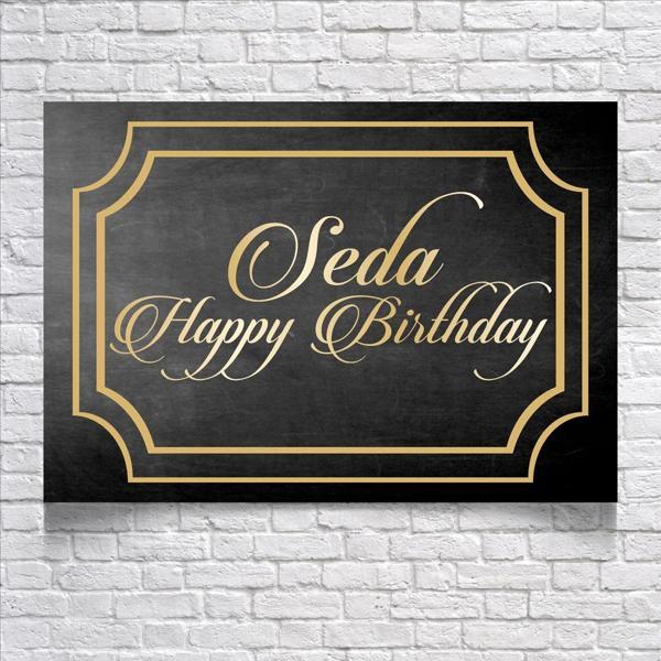 Siyah Gold Çerçeveli Doğum Günü Afişi 50X70 cm - Image 1