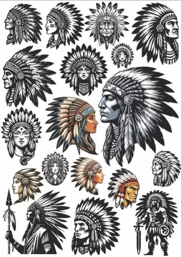 Apache Kızılderili Sticker Set - Image 1