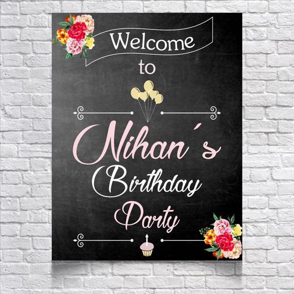 Kara Tahta Temalı Doğum Günü Karşılama Afişi 50X70 cm - Image 1