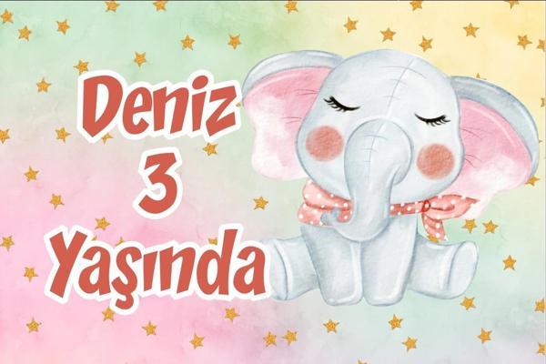 Sevimli Fil Doğum Günü Afişi 35X50 cm - Image 1