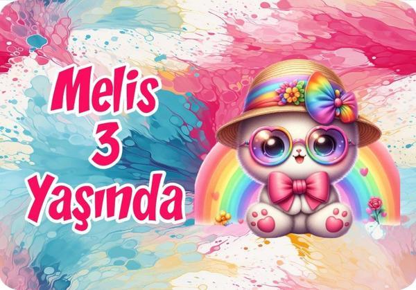 Renkli Kedicik Doğum Günü Afişi 35X50 cm - Image 1