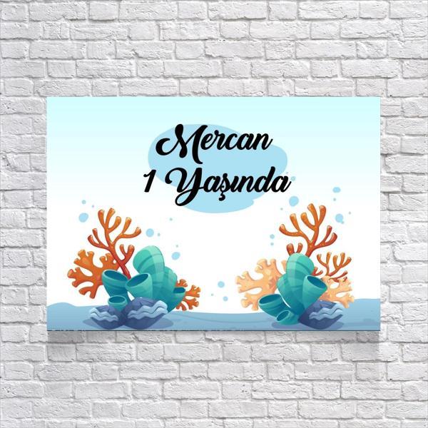 Deniz Mercanları Temalı Doğum Günü Afişi 50X70 cm - Image 1