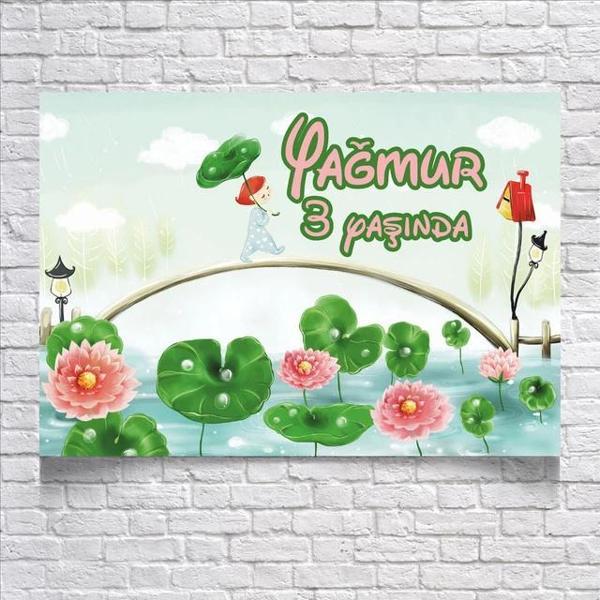 Nilüfer Temalı Doğum Günü Afişi 50x70 Cm - Image 1